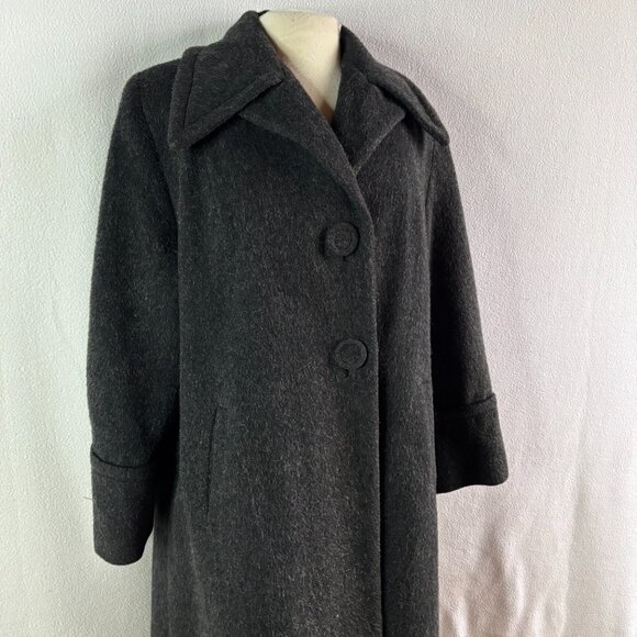 1950s Midcentury Gray Wool Coat M/L - Picture 3 of 10